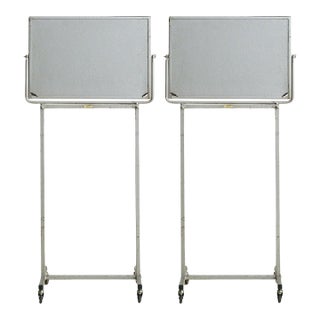 French Adjustable Metal Floor Mirror on Casters, 1940s - 2 Available For Sale