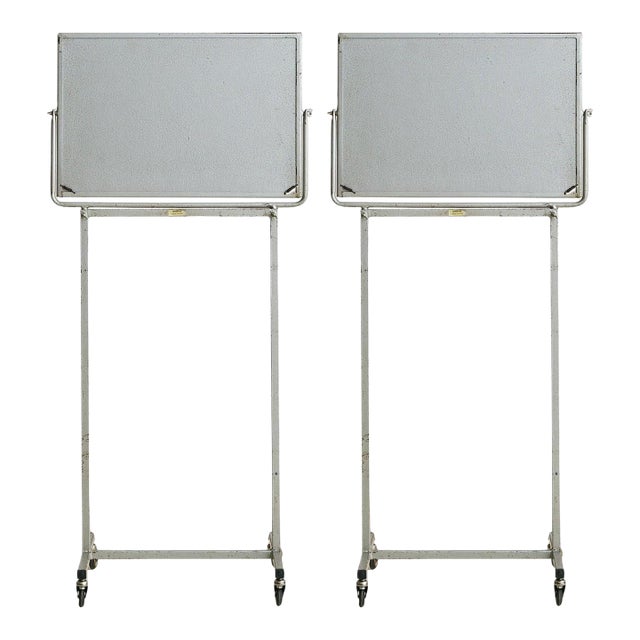 French Adjustable Metal Floor Mirror on Casters, 1940s - 2 Available For Sale