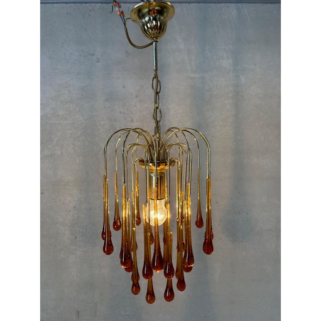 Vintage Amber Teardrop Chandelier For Sale - Image 6 of 8