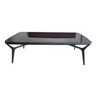 Ceccotti Collezioni “Sevenmiles” Dining Table by Roberto Lazzeroni, American Walnut With Bronzed Glass Top For Sale
