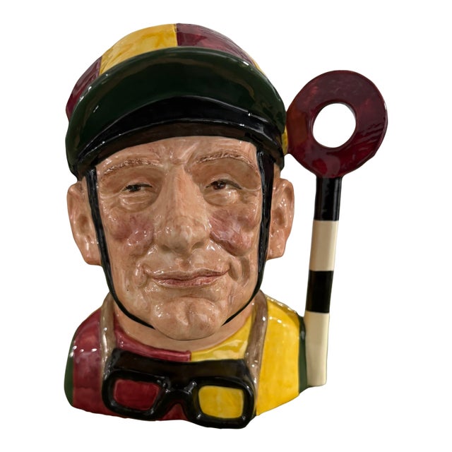 Vintage 1970 Royal Doulton Jockey D6625 Porcelain Toby Character Jug Mug For Sale