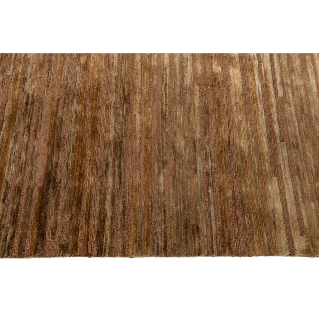 9 X 12 Modern Brown Wool and Jute Rug With Abstract Design For Sale - Image 10 of 11