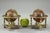 Pair of celestial and terrestrial table globes, wooden globe covered with engraved and enhanced paper spindles. Bronze...