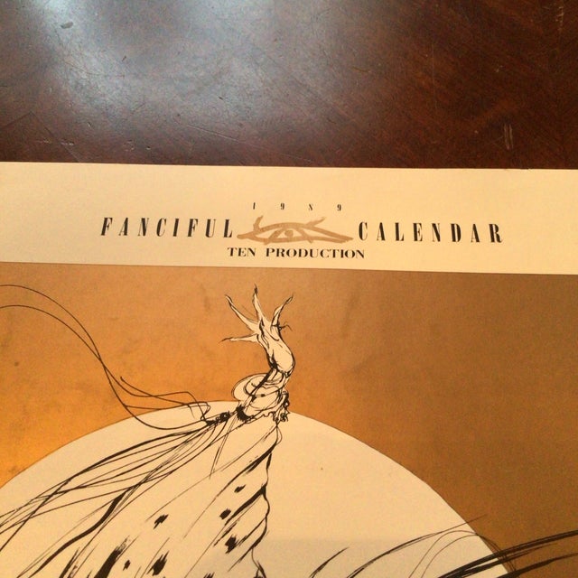 Illustration Print From 1989 "Fanciful Calendar" by Yoshitaka Amano, Produced by Ten Production. For Sale - Image 12 of 12
