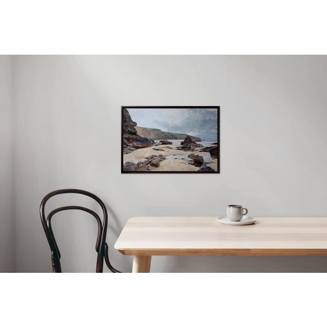 Contemporary Amidst the Rocks and Reflections by Jon Doran | Oil on Panel Cornish Beach at Low Tide For Sale - Image 10 of 10