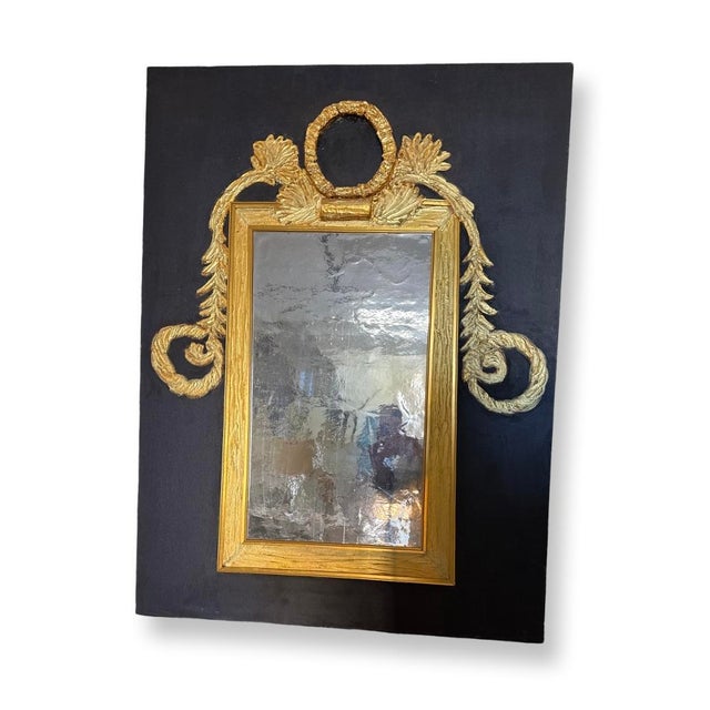 Vintage Contemporary Painting on Canvas Artistic composition simulating a framed mirror.