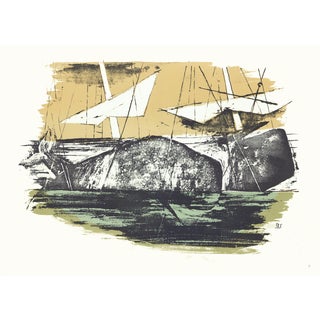 1968 "Moby Dick" Lithograph by Benton Spruance "The Rose-Bud" (Ship) For Sale