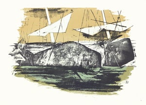 1968 "Moby Dick" Lithograph by Benton Spruance "The Rose-Bud" (Ship)