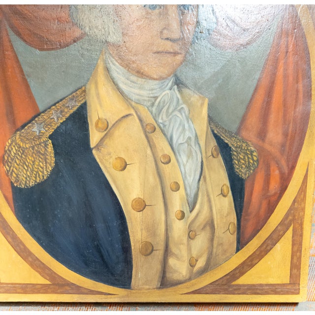American Early 20th Century Naive Folk Art Portrait Painting of General George Washington For Sale - Image 3 of 11