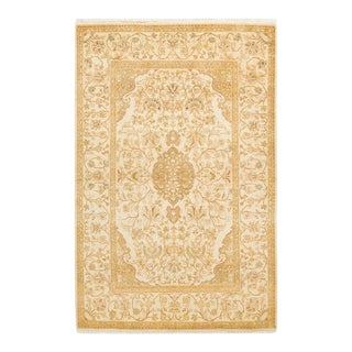 Mogul Collection Hand-Knotted Area Rug - Ivory 4' 1" x 6' 2" For Sale