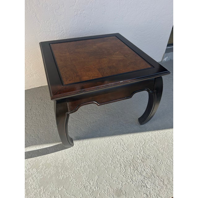 Late 20th Century Burlwood Table With Black Legs For Sale - Image 5 of 5