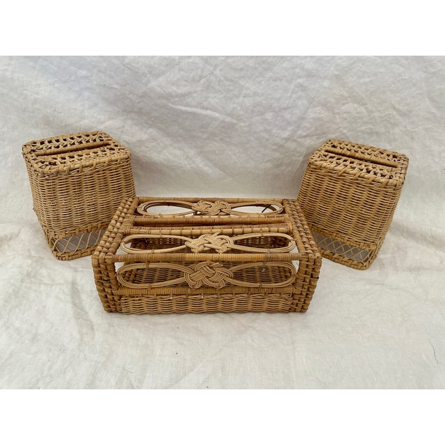 Vintage Wicker Tissue Box Set Chairish