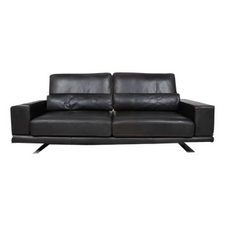 Two-Seater Sofa in Black Leather from Rolf Benz For Sale