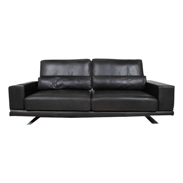 Two-Seater Sofa in Black Leather from Rolf Benz For Sale