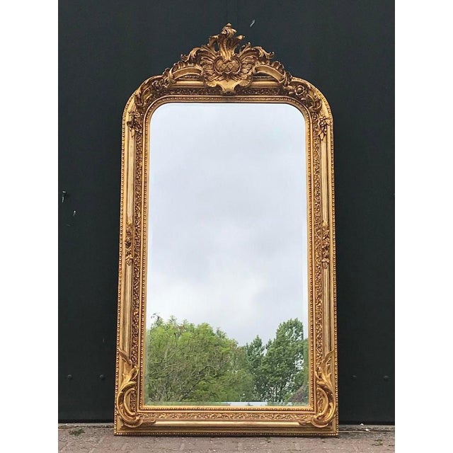 Late 20th French Louis XVI Gold Wood Floor Mirror For Sale - Image 14 of 16