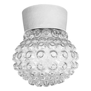 Vintage White Porcelain and Glass Ceiling Light, 1970s For Sale