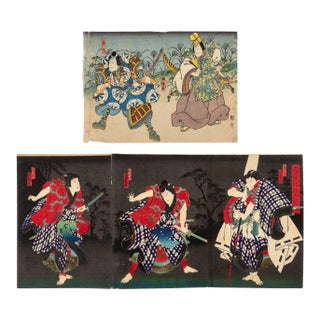 Japanese School Kabuki Actor Woodblock Prints, 2 For Sale