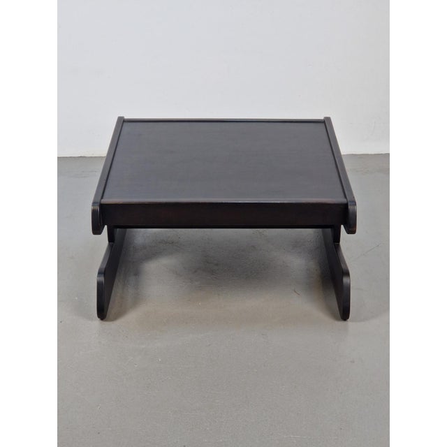 Vintage Wenge Coffee Table Brutalist Postmodern '70s Wood modern Architectural coffee table in Wengé, 1970s Material:...