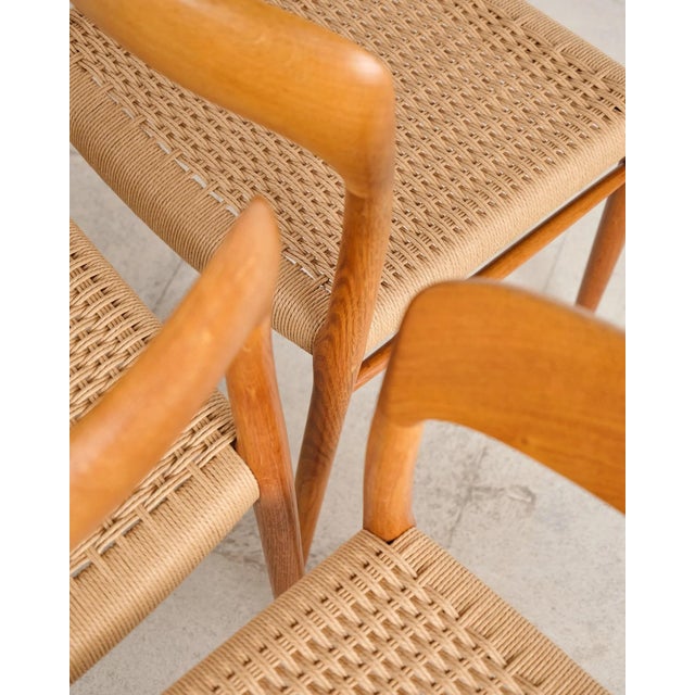 Model 75 Dining Chairs in Oak with Paper Cord Weave by Niels O. Møller for j.l. Møllers, Denmark, 1950s, Set of 4 For Sale - Image 12 of 18