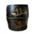 A gorgeous, large 19th c. Chinoiserie painted rice barrel/basket. Features a black lacquered wood body with traditional...