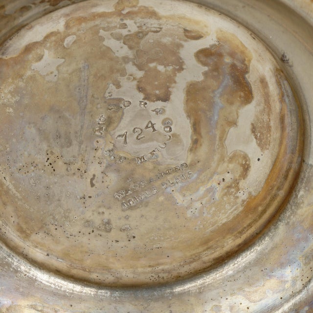 Victorian Aurora Silver Plate Stand & Austrian Cased Glass Painted Bowl 19th C For Sale - Image 10 of 14