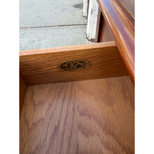 Late 20th Century L. Hitchcock Federal Style Wood Console Table With Brass Gallery and Single Drawer For Sale - Image 10 of 12