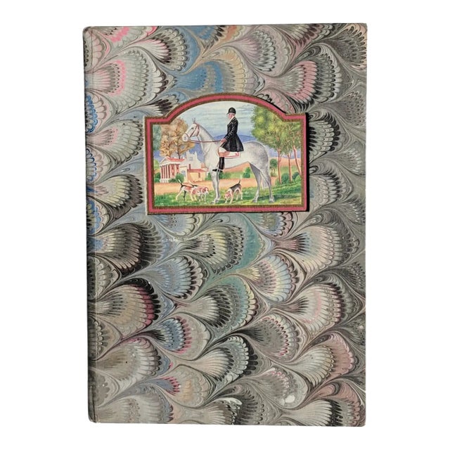 Vintage Italian Il Papiro Marbled Equestrian Sketchbook Notebook For Sale