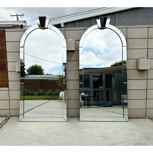 Wood Original 1980s Karl Springer Monumental Mirrors Pair a-List For Sale - Image 7 of 9