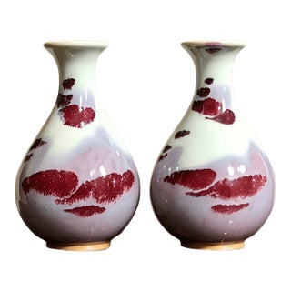 1920s A Pari of Chinese Ceramic Vase,Jun Ware Transmutation Glaze Porcelain Yuhuchun Vase For Sale