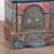 Blue 19th Century Original Blue and Red Painted Pine Large Flat Top Trunk For Sale - Image 8 of 15