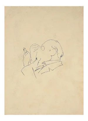 The Man With Cigarette, Original Drawing in China Ink, Early 20th Century