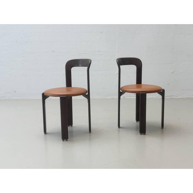 Wood Chairs in Dark Brown Stained Beechwood by Bruno Rey for Dietiker, 1971 For Sale - Image 7 of 17