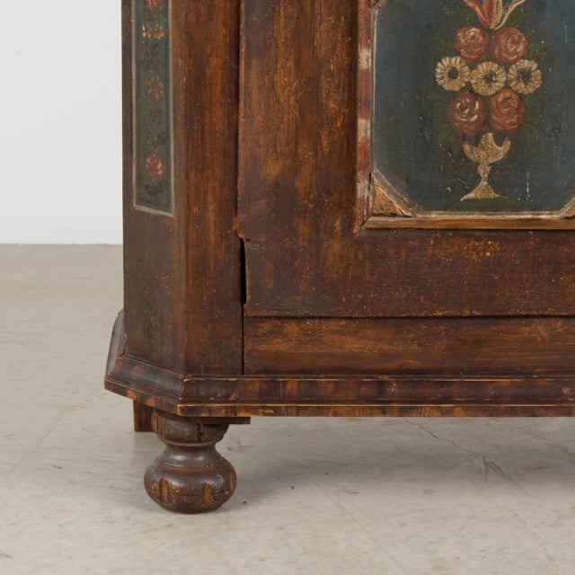 1833 Original Hand-Painted Pine One-Door Armoire For Sale - Image 14 of 15