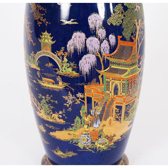 1920s Vintage Cobalt Blue Porcelain Vases from Carlton Ware, 1920s, Set of 2 For Sale - Image 5 of 18