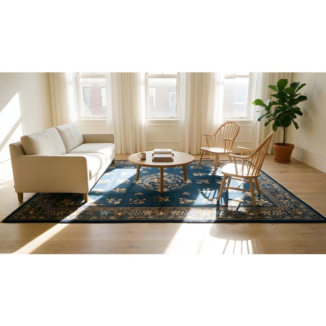 A Antique Chinese Rug Distinguished Piece Cultural Sophistication of Early Qing For Sale - Image 15 of 15