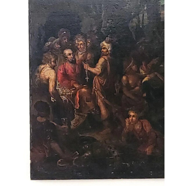 A Baroque Old Master painting of bandits surveying their loot, Continental, circa 1750.