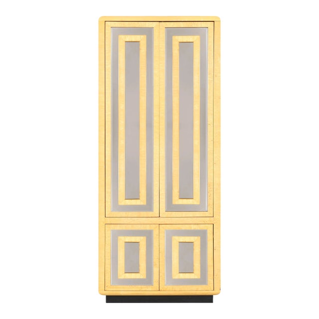 1970s Vintage Burl Wood and Mirrored Armoire by Romweber For Sale