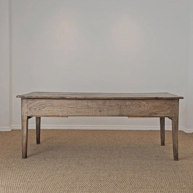 Antique French Elm Farm Dining Table With Drawers - Circa 1870 For Sale - Image 11 of 15