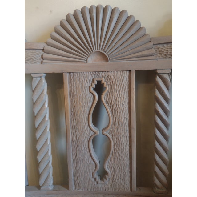 Tan Late 20th Century Ernest Thompson Santa Fe Style - Southwest Carved Wood Armchair With Sunburst Back For Sale - Image 8 of 13