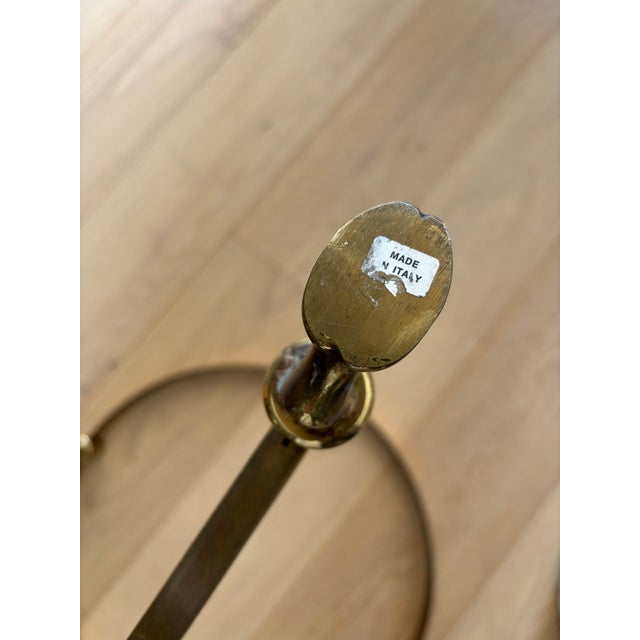 Metal Vintage Italian Brass and Glass Round Side Tables - A Pair For Sale - Image 7 of 18