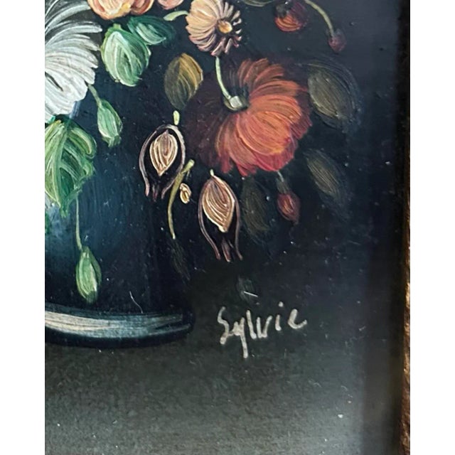 Vintage Miniature Italian Floral Still Life Oil Painting in Gold Frame For Sale In Philadelphia - Image 6 of 7
