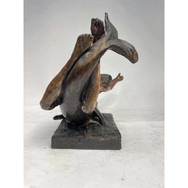 Copper Woman on Dolphin, 1981, Copper & Pewter For Sale - Image 8 of 13