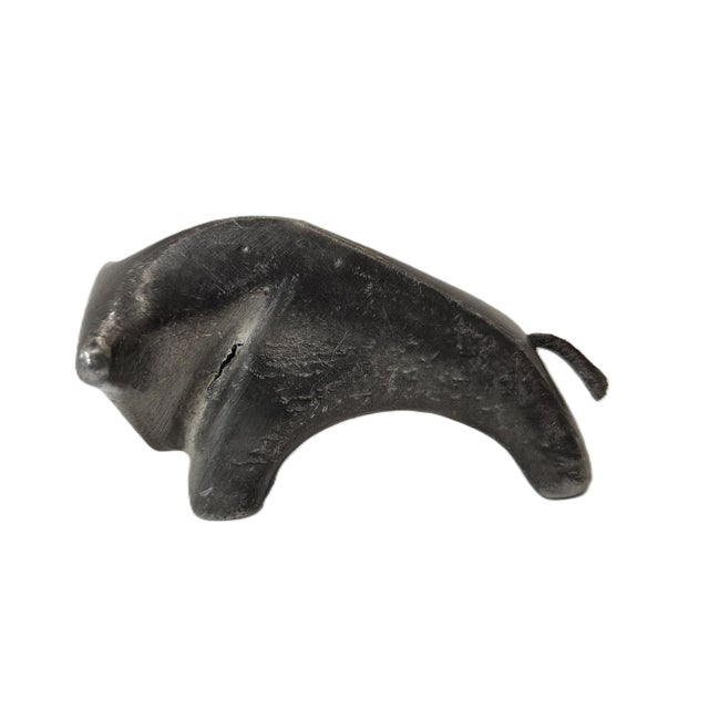 Vintage Metal Animal Figurine with Leather Tail, 1960s For Sale - Image 11 of 11