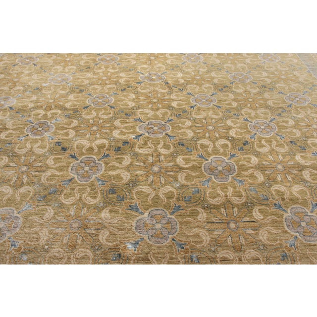 Rug & Kilim Rug & Kilim’s Transitional Style Rug in Blue, Beige-Brown Floral Pattern For Sale - Image 4 of 5