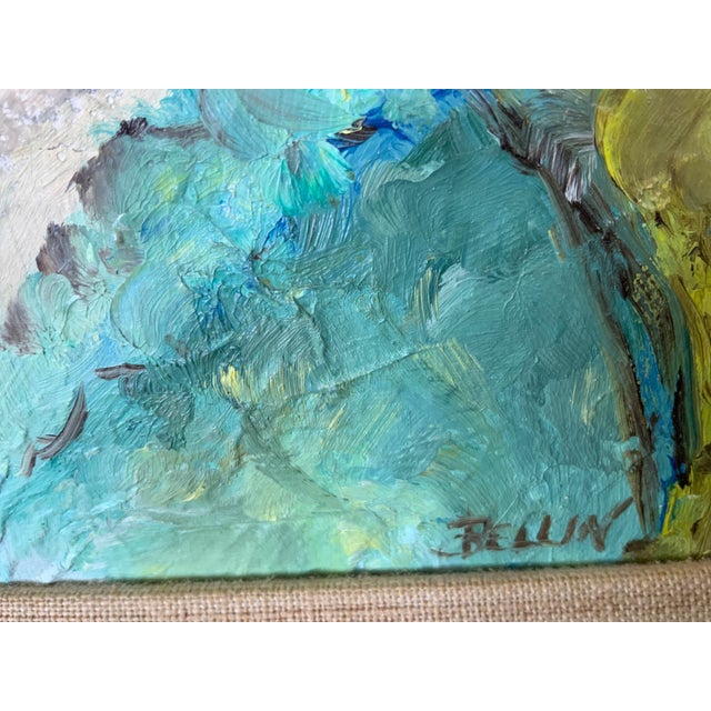 Textile Late 20th Century Oil Painting Woman With Red Hat For Sale - Image 7 of 12