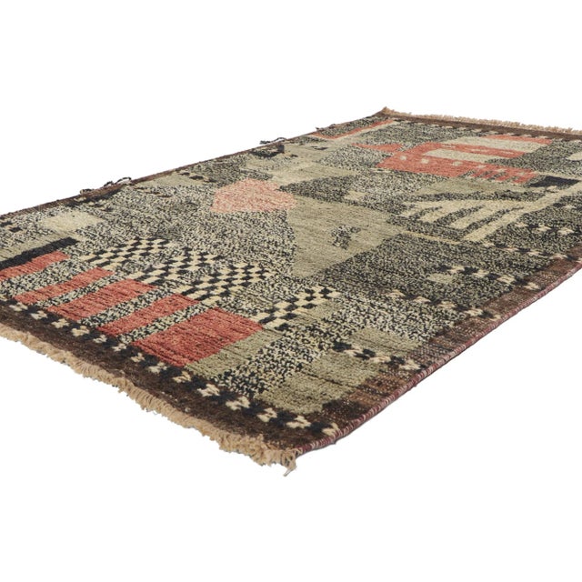 Contemporary Moroccan Style Rug, 04'02 x 06'05. Showcasing an expressive design, incredible detail and texture, this hand...