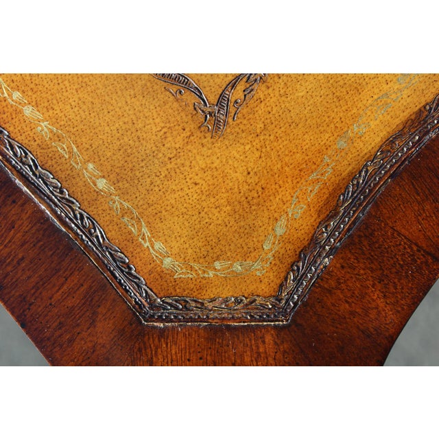 Maitland-Smith Mahogany Console With an Embossed Leather Top For Sale - Image 14 of 18