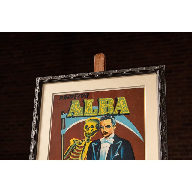 Spanish 1940s Profesor Alba | Framed Spanish Stage Act Litho Poster For Sale - Image 3 of 7