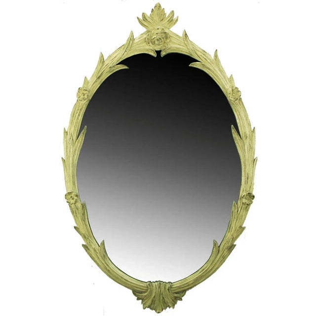 Hand-Carved French Regence Style Mirror With Gilt Ivory Glaze For Sale In Chicago - Image 6 of 6