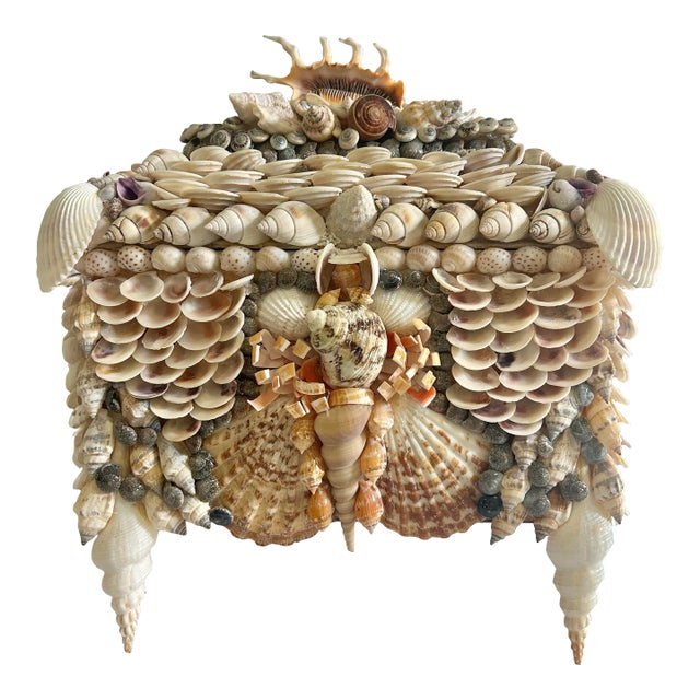 Contemporary Large Shell Encrusted Palm Beach Regency Box Attributed to Currey and Company For Sale